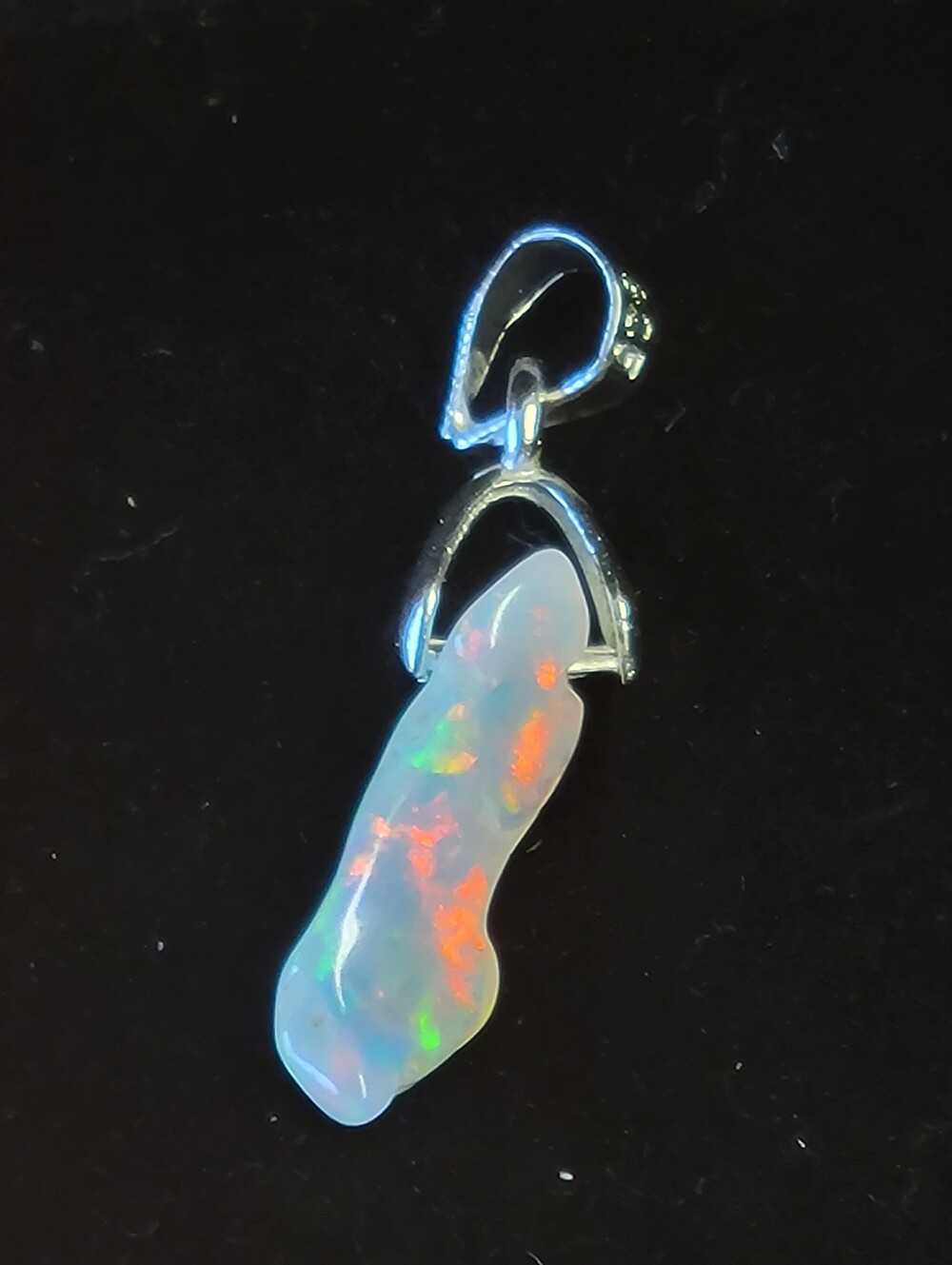 2.20ctw Natural Ethiopian Fire Opal Pendant - Silver - New